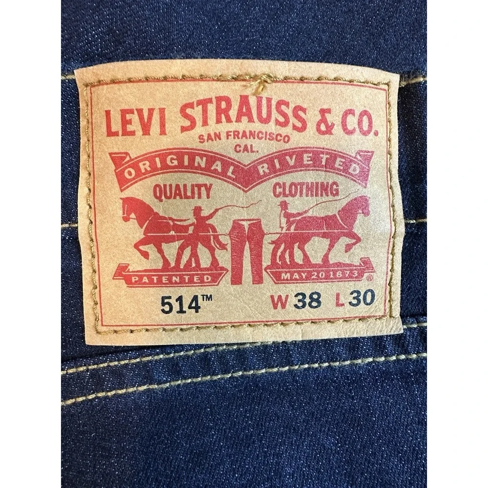 NEW Levi's 514 Jeans Regular Mens Size Dark Denim Straight Leg Size 38x30 NWT